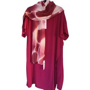 Eileen Fisher Set -  Georgette Crepe  Dress and Silk Scarf NWT 2X